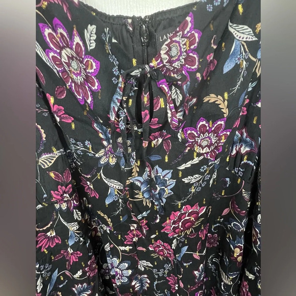 Like New! Lane Bryant Bubble-Sleeve Tie-Neck Tiered Midi Dress, Size 24 - Picture 5 of 9